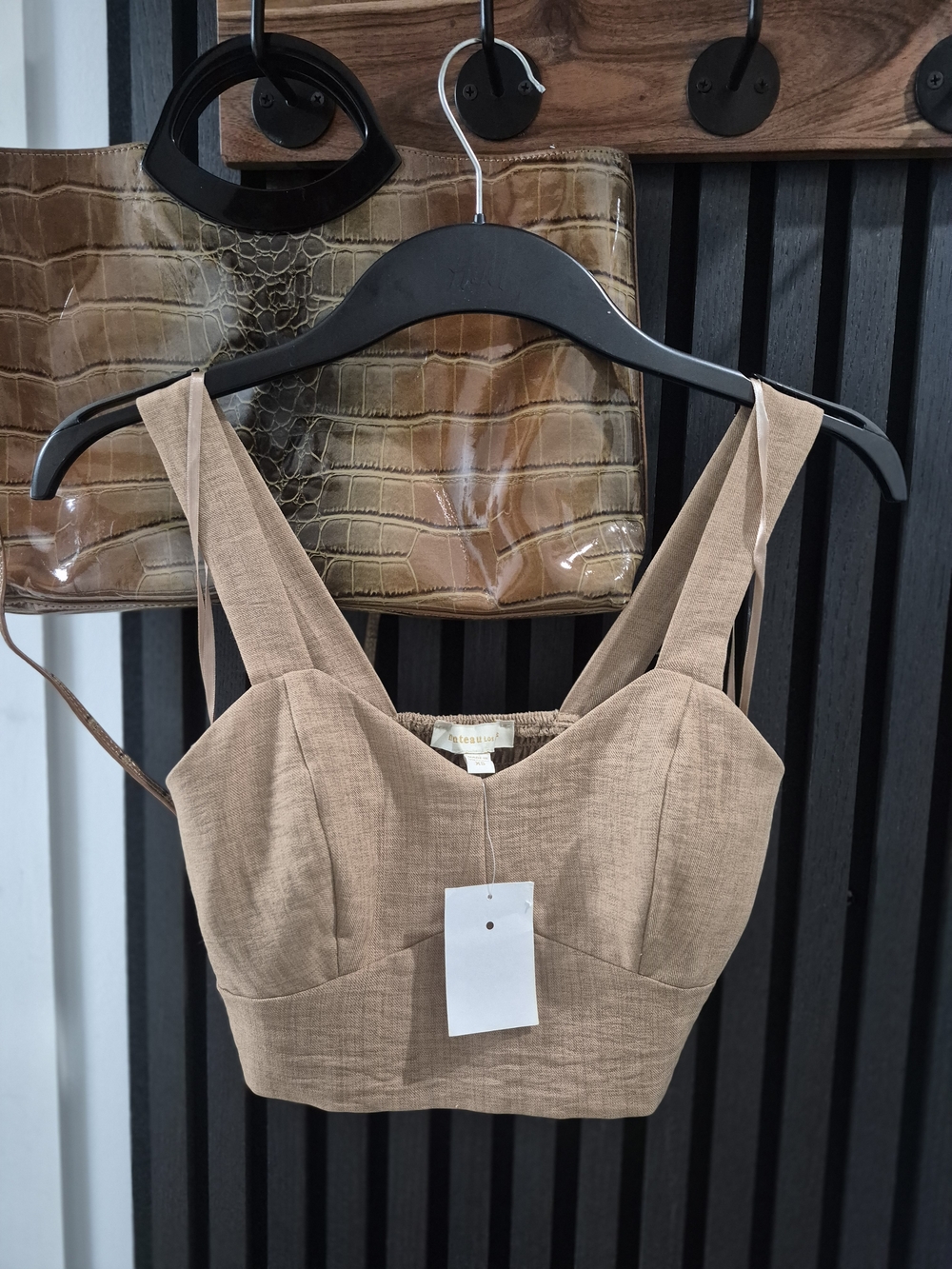 Monteau Neutral Tan Cropped Bustier Camisole
